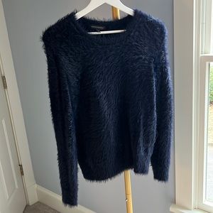 Deep navy fur crew neck sweater